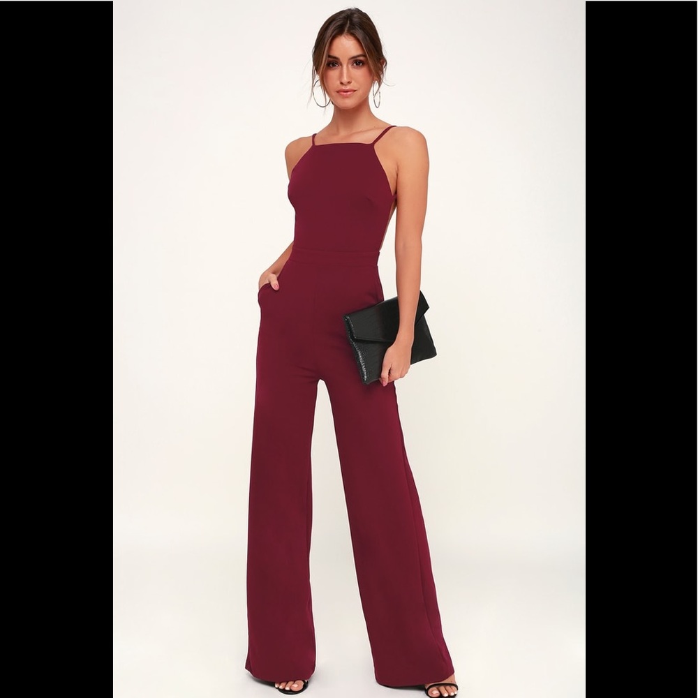 Lulu’s Something to Behold Burgundy Jumpsuit